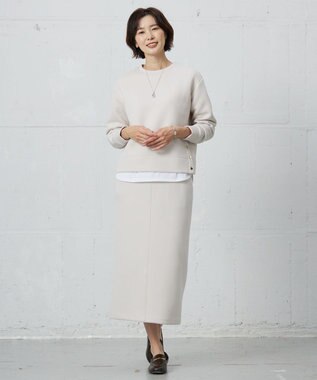 J.PRESS LADIES 【洗える】ダンボールジャージー ナロー スカート ライトベージュ系