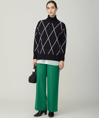 ICB ウォッシャブルライトウール ストレートパンツ グリーン