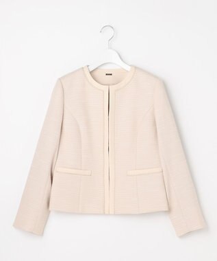 ANY SIS リップルボーダーストレッチ ジャケット ベージュシャンブレー