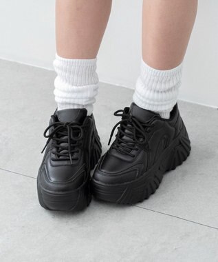 WEGO ボリュームレースアップスニーカー ブラック