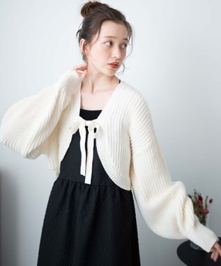 WEGO リボンニットボレロ ホワイト