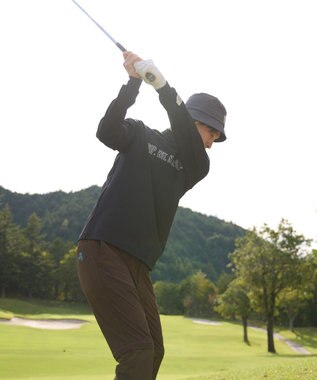 PW CIRCULUS 【吸水速乾 /  UV遮蔽率99.9% UVカット / ストレッチ】【MEN】アニマルグラフィックロングスリーブモックT  ゴルフ ブラック系