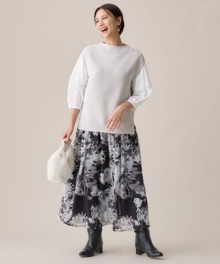 自由区 L 【WEB限定・洗える】コットンストレッチホールガーメントニット ベスト ベージュ系