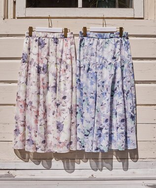 ANY SIS 【洗える】アクアフローラル スカート ブルー系