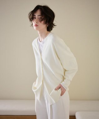 #Newans 【洗える】ファインボタンＶネックカーディガン ホワイト