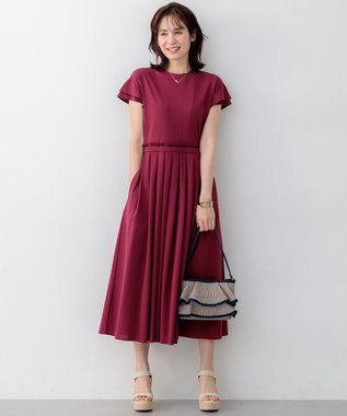 組曲 【先行予約】サマージャージーフィットアンドフレア ワンピース ガーネット系