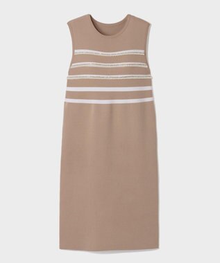 GRACE CONTINENTAL ボーダーパールワンピース キャメル