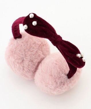 ANY KIDS パール×リボンイヤーマフ ピンク