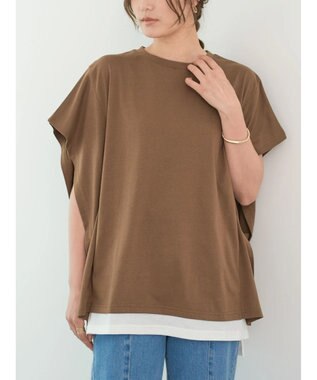 Green Parks ポンチョ風レイヤードチュニック Brown