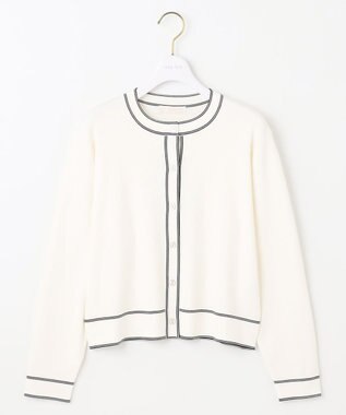 ANY SIS 【アンサンブル対応】バイカラーニット カーディガン オフ×ネイビー