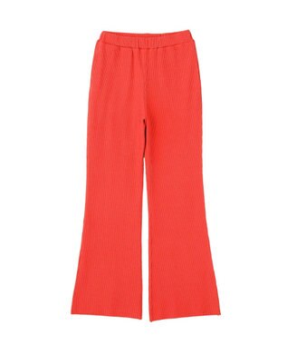 earth music&ecology セルフカットリブフレアパンツ Red