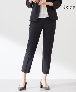 J.PRESS LADIES L 【セットアップ対応・洗える・撥水・防汚】コットンFITTYシャーク テーパード パンツ ブラック系