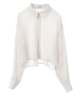 earth music&ecology マジョリカプリーツショートシャツ Gray Beige