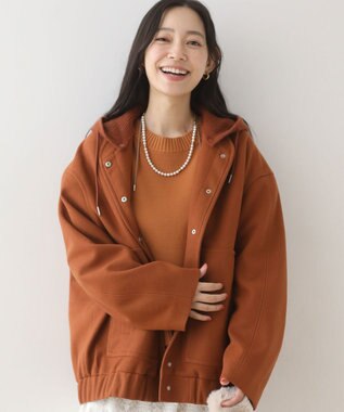 Green Parks ニットフード付きウーリーブルゾン