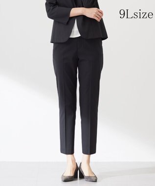 J.PRESS LADIES L 【セットアップ対応・洗える・撥水・防汚】コットンFITTYシャーク テーパード パンツ ブラック系
