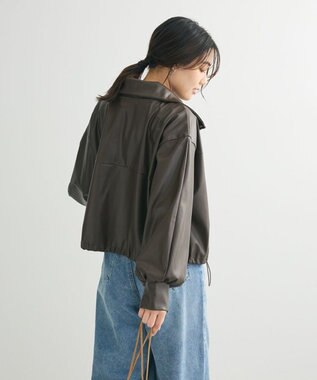 Green Parks フェイクレザードロストブルゾン Brown