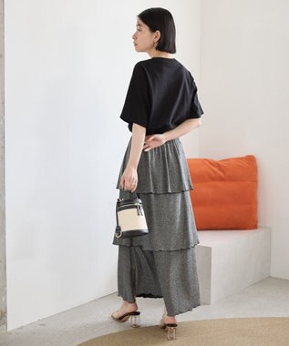 AMERICAN HOLIC ラメカットティアードスカート Gray