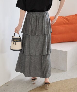 AMERICAN HOLIC ラメカットティアードスカート Gray