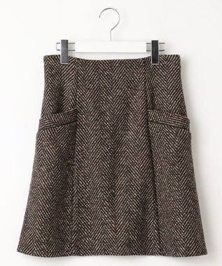Feroux 【古畑星夏さん着用】ヘリンボンハイウエストミディ スカート ダークブラウン系2