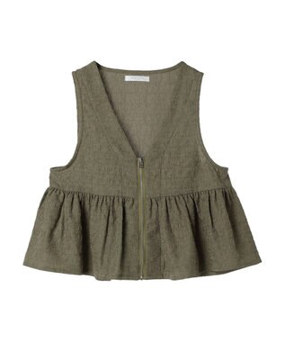 Green Parks ジャガードペプラムＺｉｐベスト Khaki