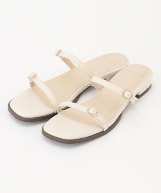 ANY SIS 【23.0~24.0cm】フェミニンフラット サンダル オフ（ストーンバックル）