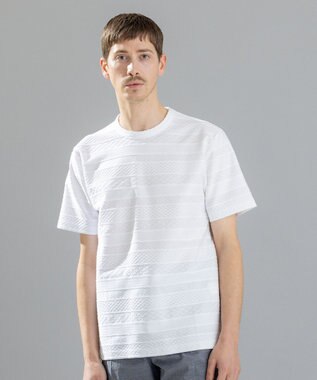 JOSEPH HOMME ジャガードボーダー　クルーネックTシャツ ホワイト系3