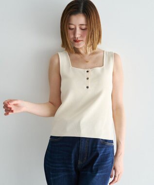 YECCA VECCA [UVカットマシンウォッシャブル]アンサンブルニット Border