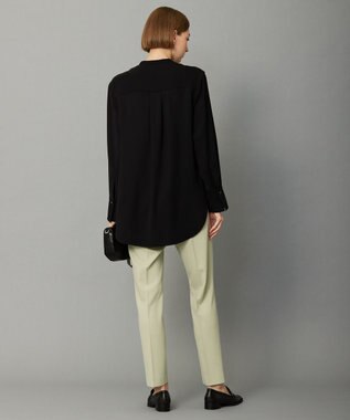 ICB 【WEB限定カラーあり・洗える】 ライトダブルクロス バンドカラーシャツ ブラック系