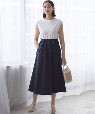 組曲 【WEB限定】コンビネーションワンピース オフ×ネイビー系
