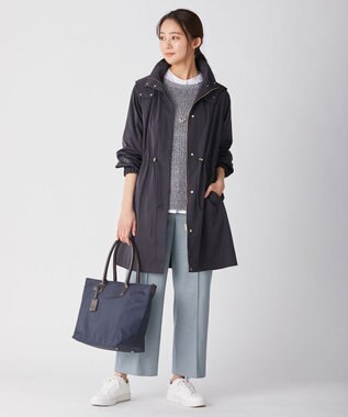 J.PRESS LADIES 【洗える】T/Rシャークスキン セミワイド パンツ ダルブルー系