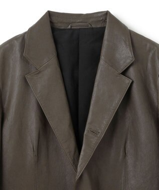 JOSEPH HOMME 新素材【シャツ感覚で羽織れる軽さ】シュリンクエアレザー　ジャケット ダークグリーン系