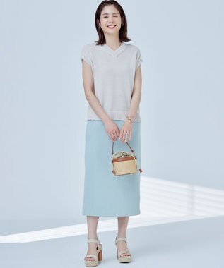 組曲 S 【WEB限定】ストライプジャガード タイトスカート クリームミント系