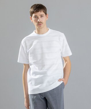 JOSEPH HOMME ジャガードボーダー　クルーネックTシャツ