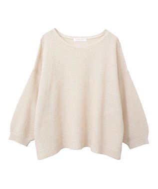 Green Parks かのこボートネック７分袖ニットプルオーバー Light Beige