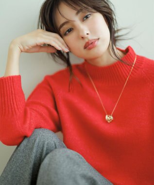 ANY SIS 【洗える】ハイネックラグラン ニット レッド