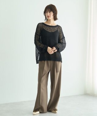 YECCA VECCA スラブメッシュルーズニット Black