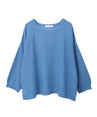 Green Parks かのこボートネック７分袖ニットプルオーバー Blue