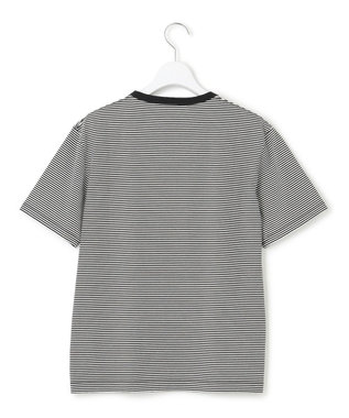 23区 【洗える】アンカーロゴプリント 半袖 Tシャツ ブラック×ホワイトボーダー