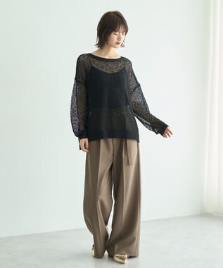 YECCA VECCA スラブメッシュルーズニット Black