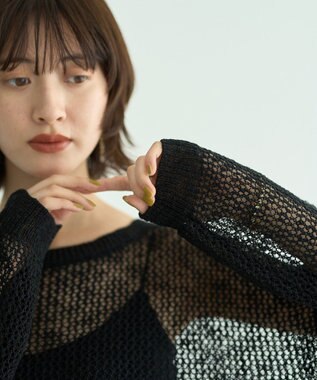 YECCA VECCA スラブメッシュルーズニット Black
