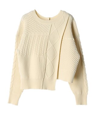 Green Parks ＫＢＦ　２ＷＡＹパッチワークニットカーディガン Off White