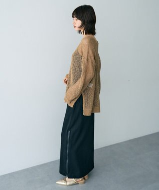 YECCA VECCA スラブメッシュルーズニット Camel