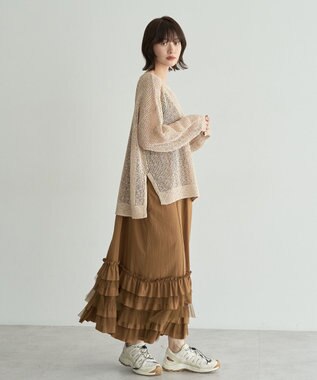 YECCA VECCA スラブメッシュルーズニット Ivory