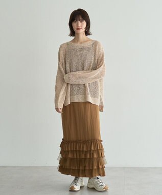 YECCA VECCA スラブメッシュルーズニット Ivory