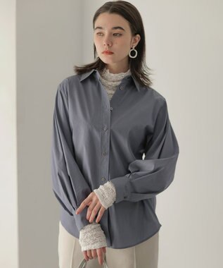 組曲 S エアリーシャーティング オーバーシャツ ユーズドブルー系