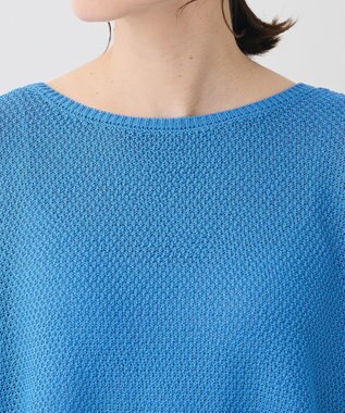 Green Parks かのこボートネック７分袖ニットプルオーバー Blue