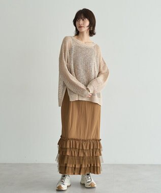 YECCA VECCA スラブメッシュルーズニット Ivory