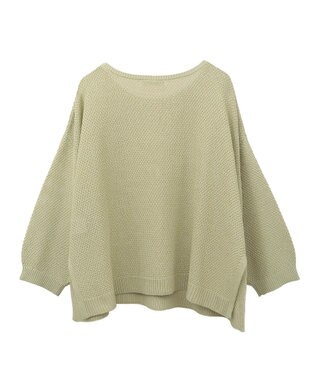 Green Parks かのこボートネック７分袖ニットプルオーバー Green