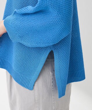 Green Parks かのこボートネック７分袖ニットプルオーバー Blue