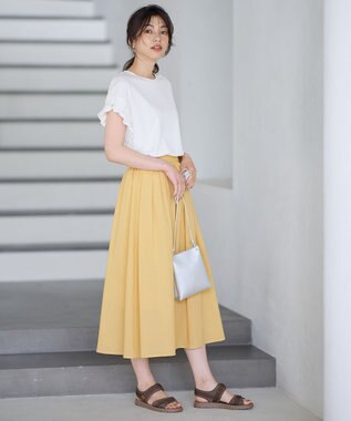 ANY 【大好評につき新色追加！/ウエストゴム】シャンブレーライクフレアスカート イエロー